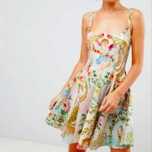 ASOS DESIGN Cherub Print Mini Skater Dress Art